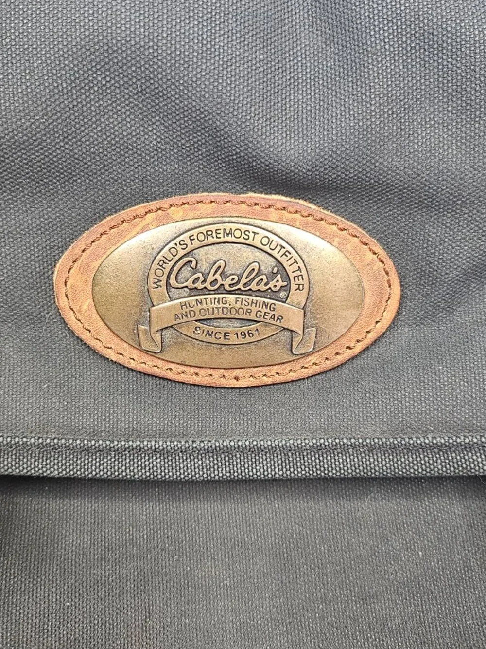 Cabela's Heavy Duty Canvas Messenger Laptop Travel Bag I  Leather Trim I Black